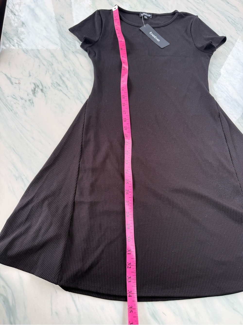 bebe NWT Black Short-Sleeve Mini Dress - Picture 4 of 5